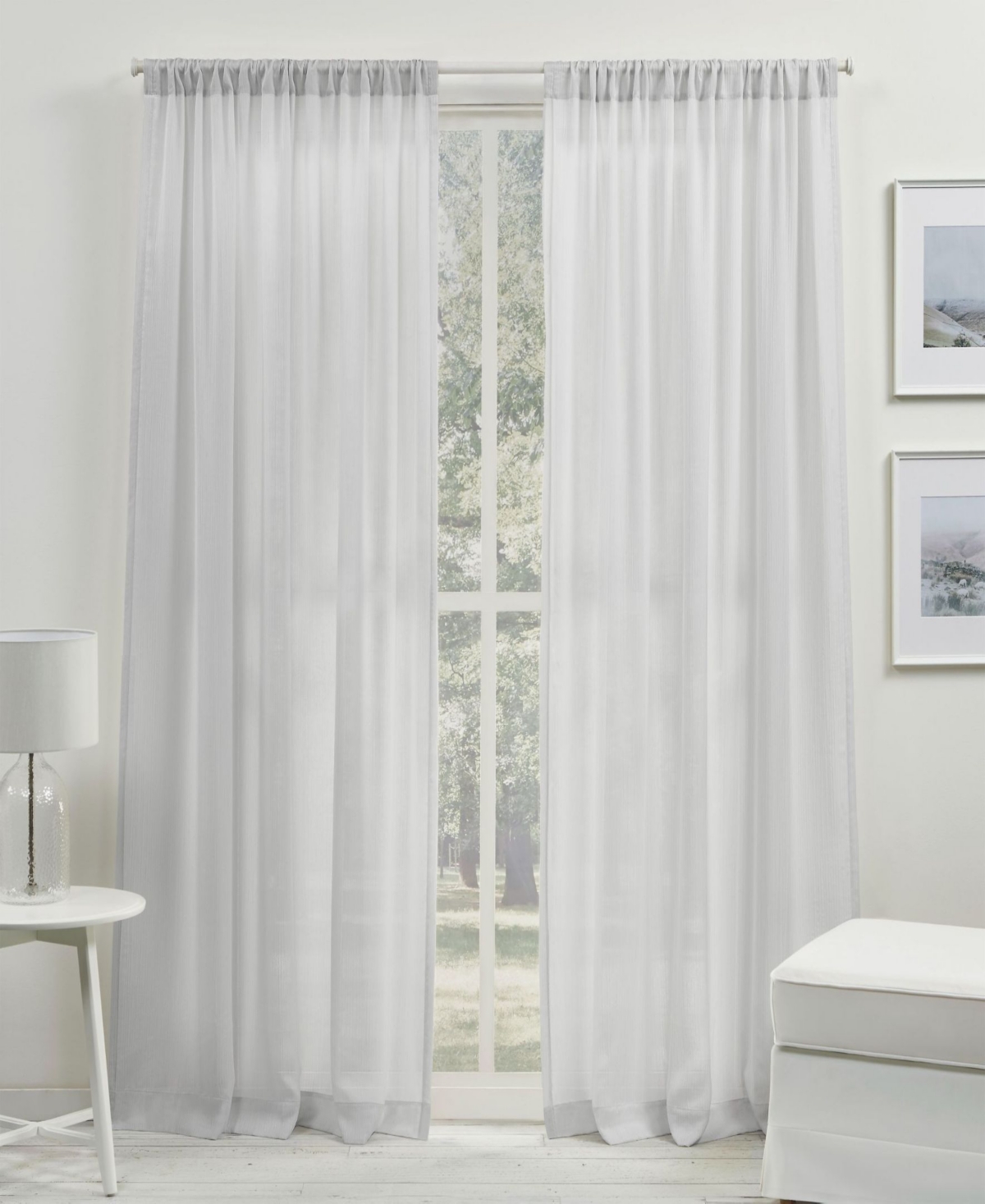Lauren Ralph Lauren Coralina Sheer Rod Pocket Curtain Panel, 50" X 84" In Silver-tone