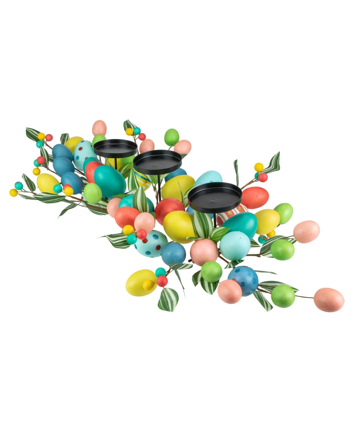 Colorful Easter Egg Pillar Candle Holder Centerpiece, - Multi-Colored