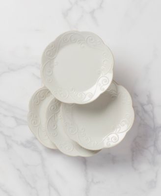 French Perle Dessert Plates, Set of 4