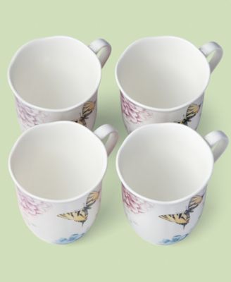 Butterfly Meadow Hydrangea Mugs, Set of 4