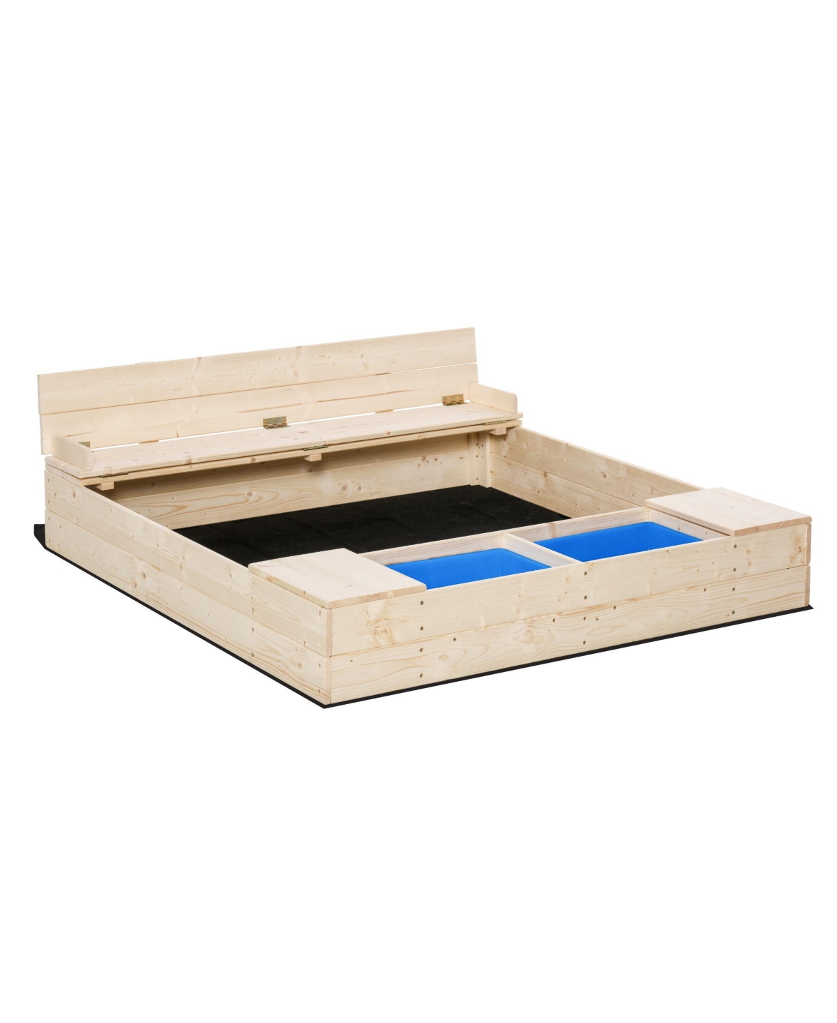 Outsunny Kids Wooden Sandbox Outdoor Backyard Playset W/ Bench Buckets ...