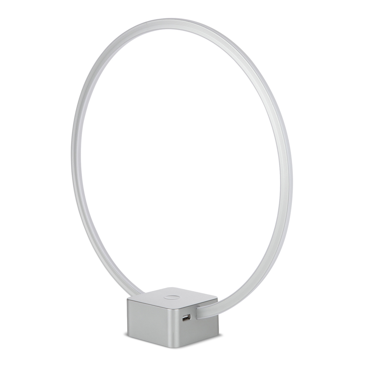 Brightech Circle Led Table Lamp With Usb Port In Silver