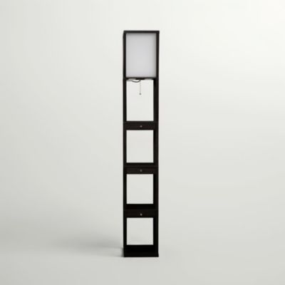 Maxwell Drawer 72" LED Shelf Floor Lamp with Lantern Shade