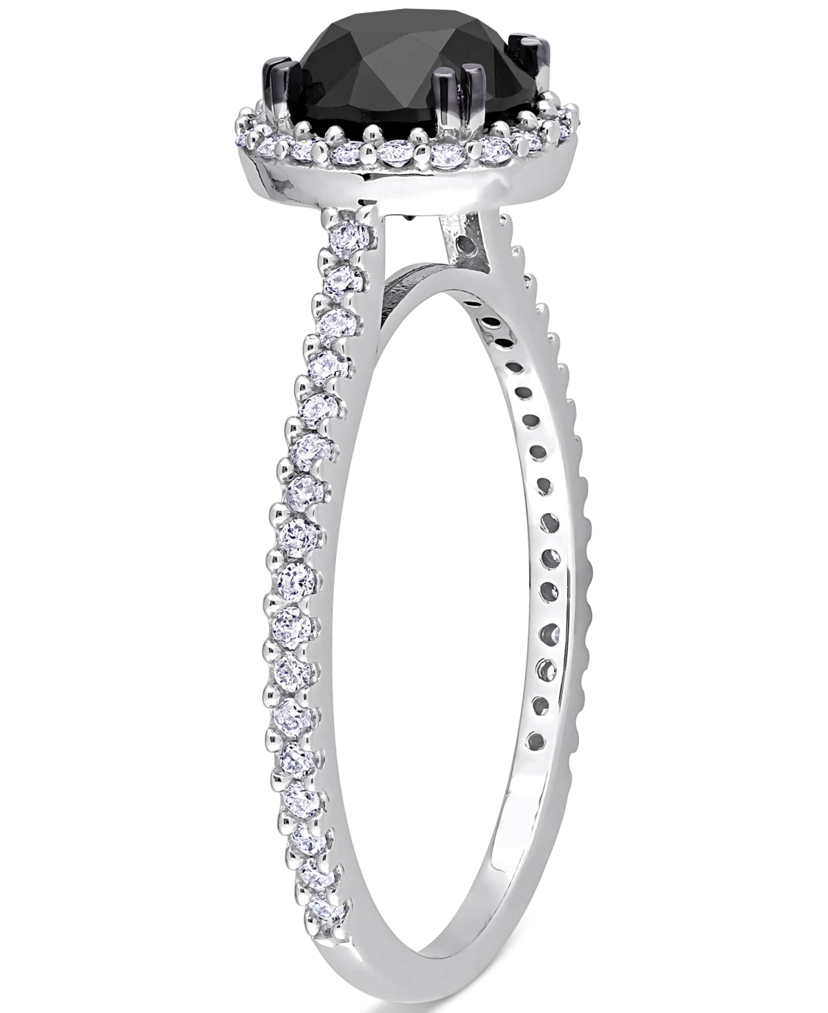 Black Diamond (1 ct. t.w.) & White Diamond (1/4 ct. t.w.) Halo Engagement Ring in 14k- White Gold