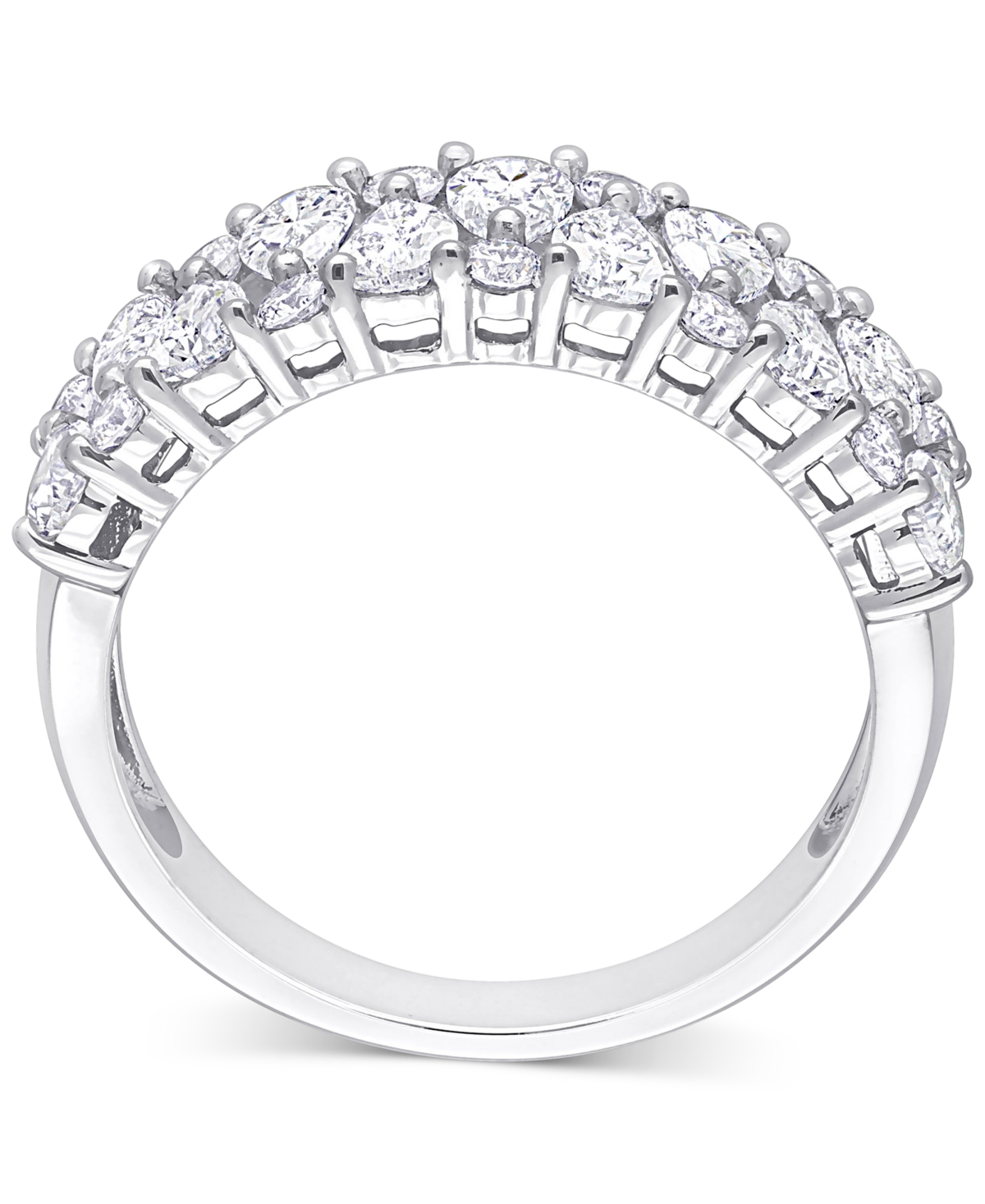 Diamond Pear & Round Semi-Eternity Cluster Ring (2 ct. t.w.) in 14k- White Gold