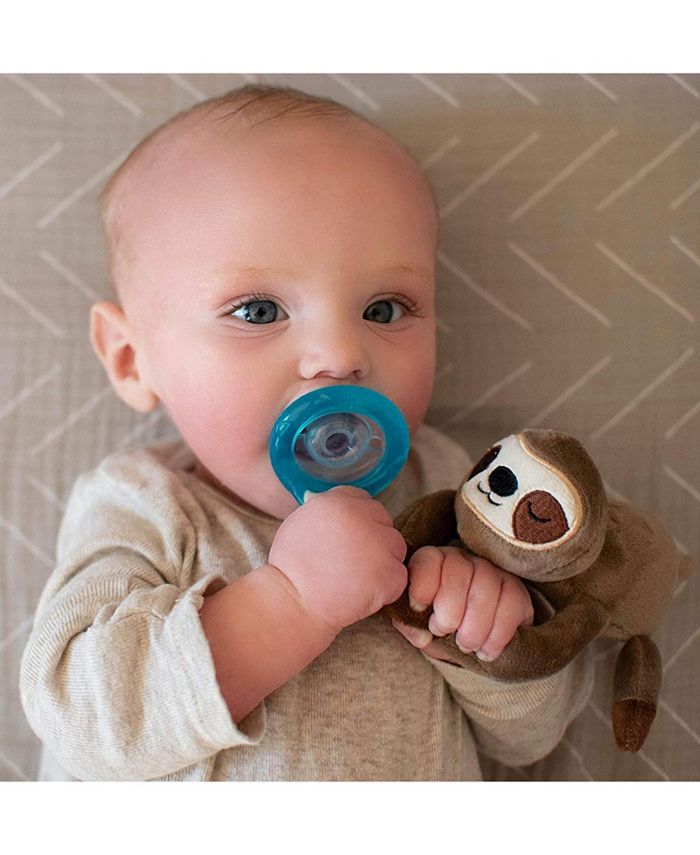 Nuby Calming Natural Flex Snuggleez Pacifier with Plush Animal, Sloth