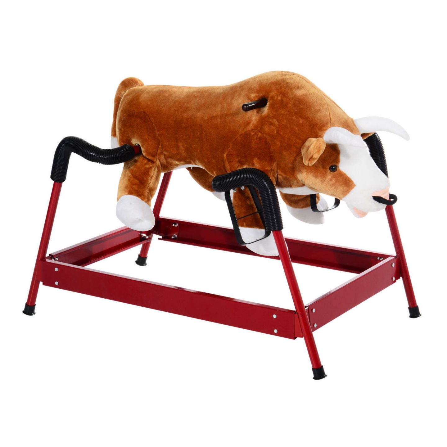 Детская мягкая игрушка Qaba Spring Rocking Bull Plush Authentic-Sounds Rocking Toy, 132-lb Capacity, Ages 3+ — фото 1