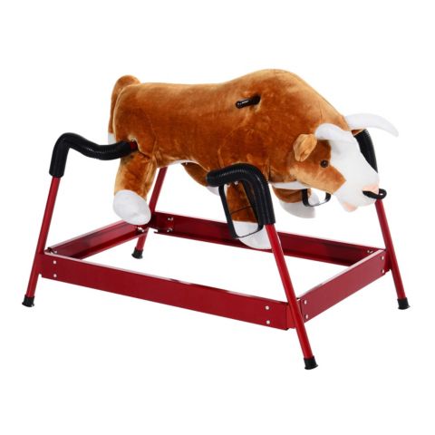 Детская мягкая игрушка Qaba Spring Rocking Bull Plush Authentic-Sounds Rocking Toy, 132-lb Capacity, Ages 3+