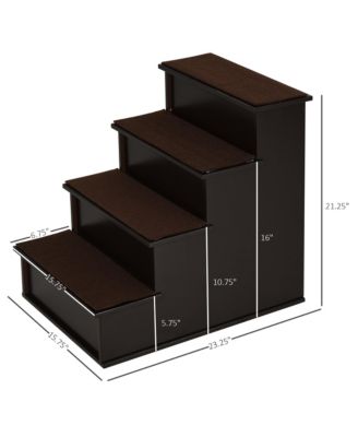 4-Step Wooden Pet Stairs, Small Animal Steps w/ Cushion 22 Lbs