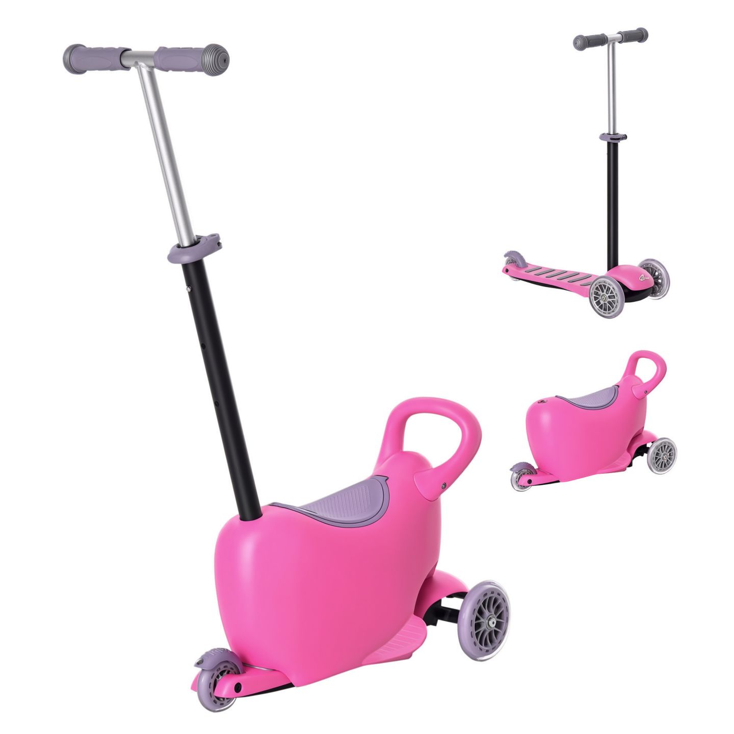 Детская игрушка Qaba 3-in-1 Kids Scooter, Adjustable Handlebar, 44 lbs Capacity, Ages 2-6 — фото 1