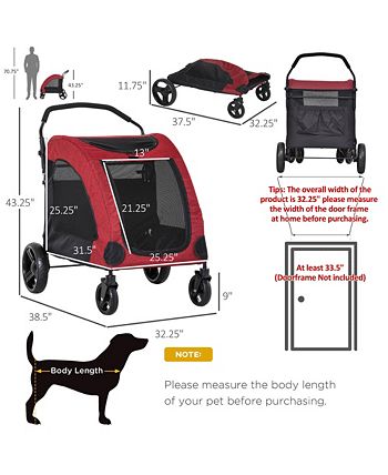 PawHut Pet Stroller Universal Wheel Ventilated Foldable Medium Size Dogs  Red - Macy's