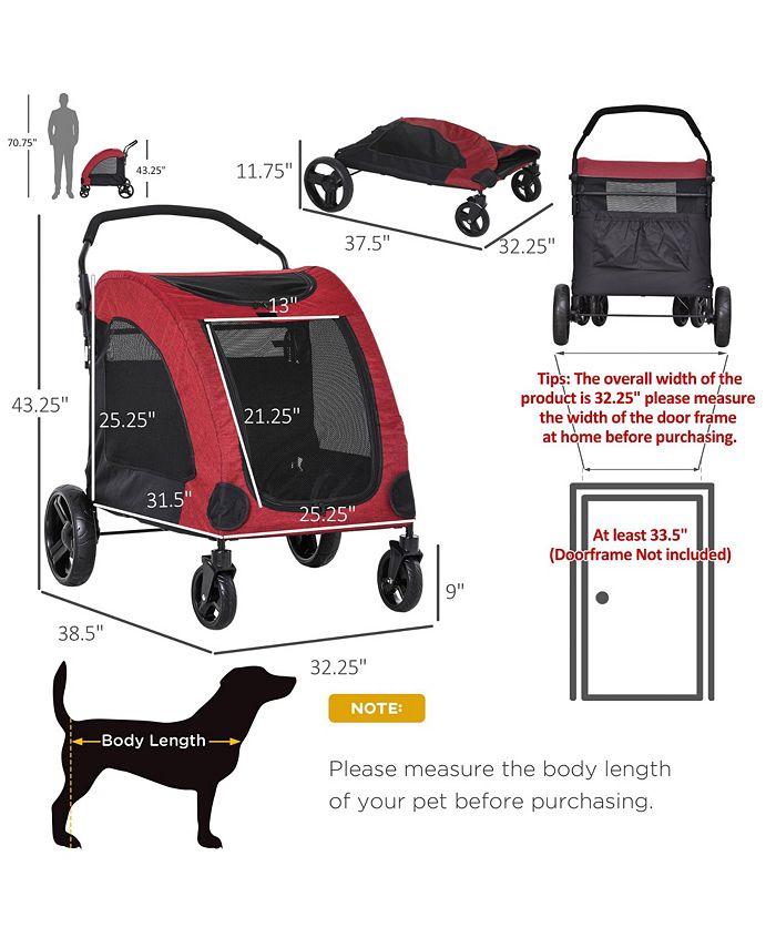 PawHut Pet Stroller Universal Wheel Ventilated Foldable Medium Size