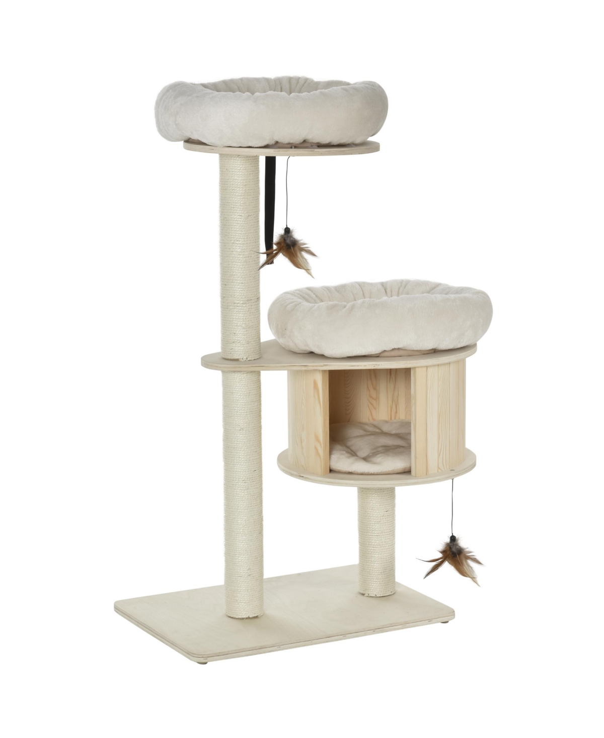Indoor Cat Activity Tower Condo w/ Soft Cushion & Multiple Play Areas - Natural