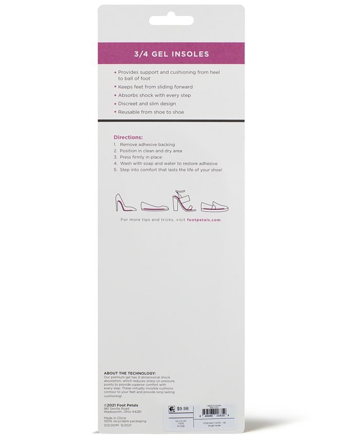 Foot Petals Fancy Feet by 3/4 Invigorating Gel Insoles Shoe Inserts