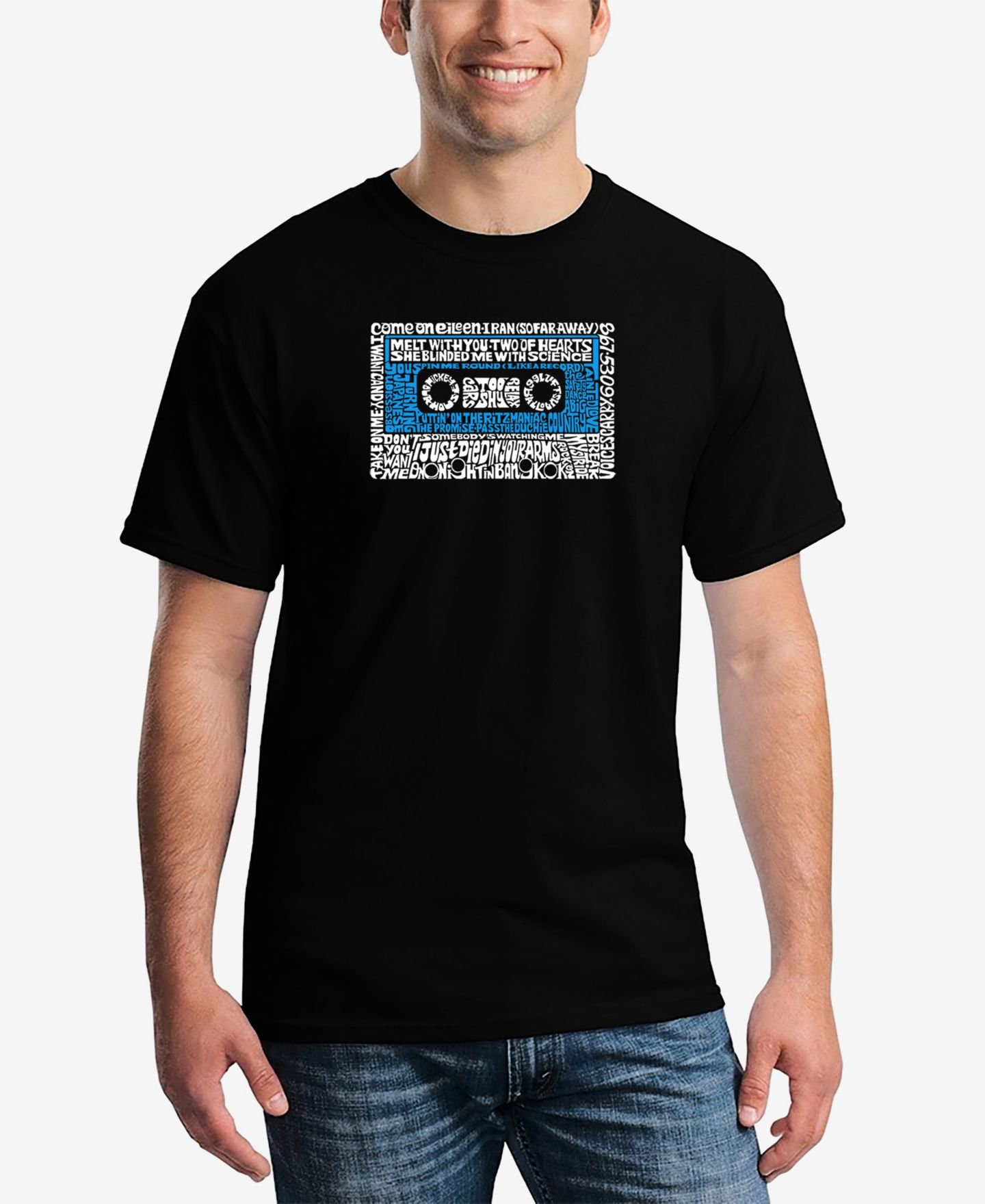 Мужская футболка LA Pop Art 80s One Hit Wonders Word Art Short Sleeve, цвет: Чёрный — фото 1