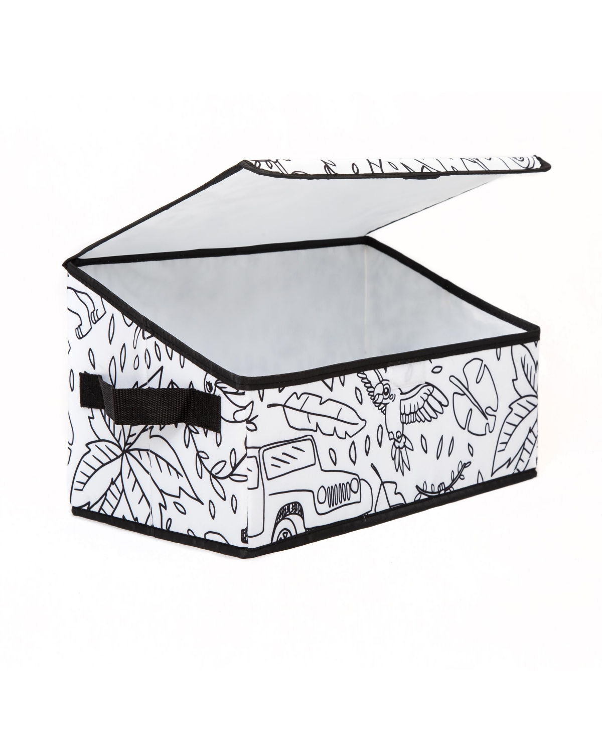 Shop Baum Kid's Coloring Jungle Print Angled Storage Bin With Lid And 4 Washable Markers Set