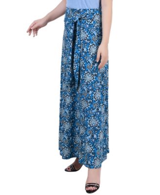 Petite Printed Maxi Skirt with Sash Waist Tie