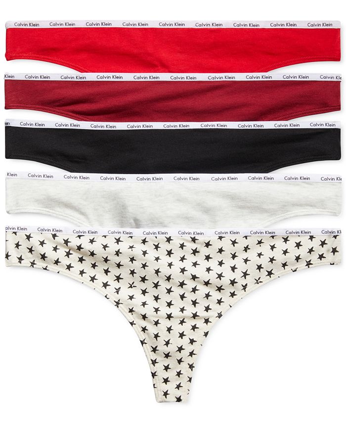 Calvin Klein Women's Signature Logo 5-Pk. Thong Underwear QD3712 - Macy's