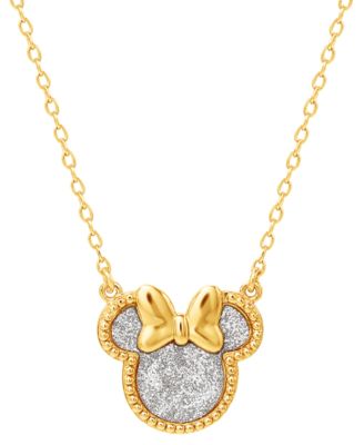 Disney - Minnie Mouse Glitter 18" Pendant Necklace in 18k Gold-Plated Sterling Silver