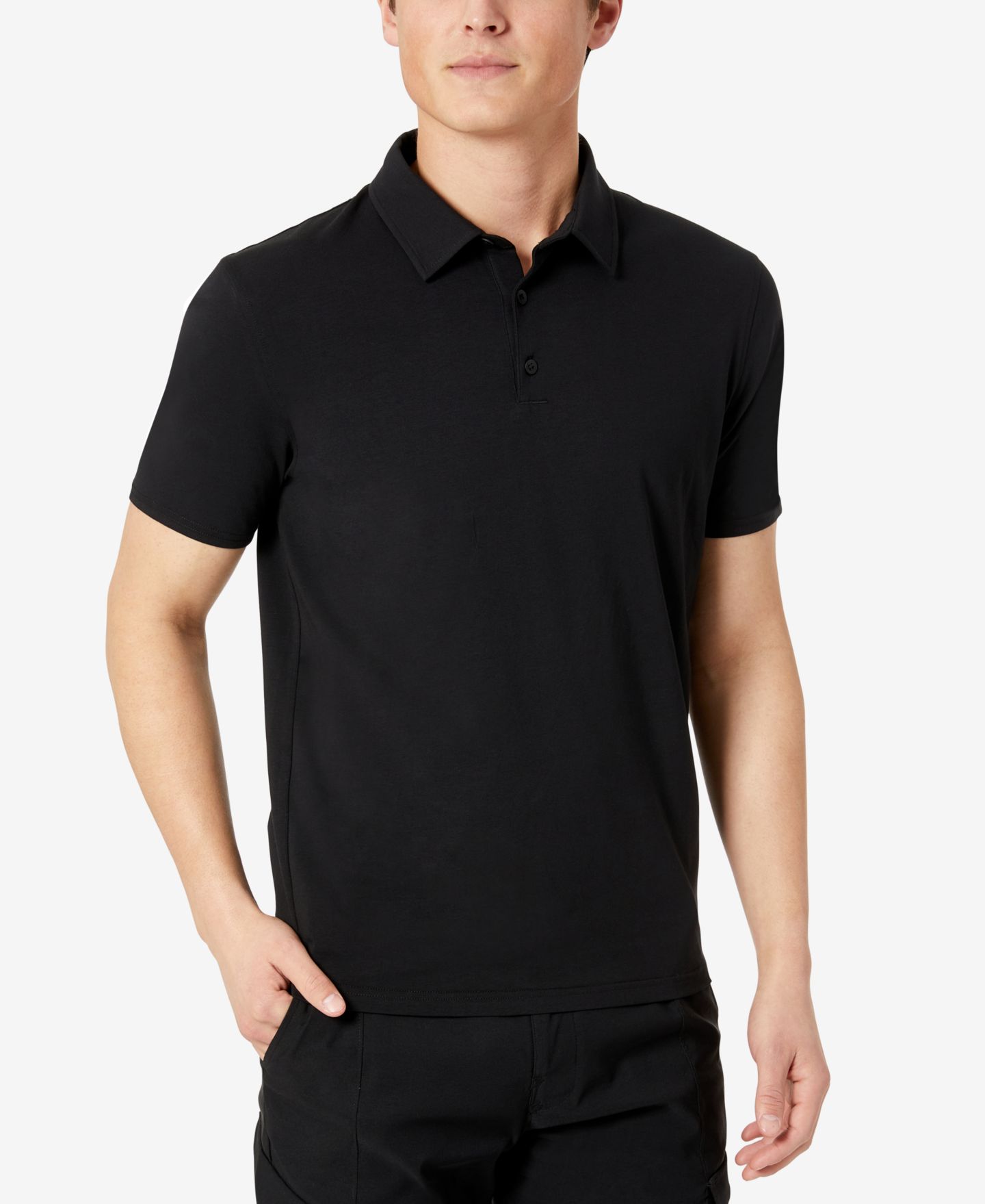 Мужское поло Kenneth Cole Performance Button Polo, цвет: Чёрный — фото 1