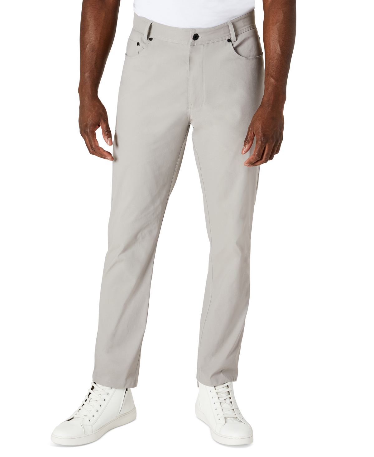 Kenneth Cole Men's Slim-fit 5-pocket Tech Pants In Light Grey