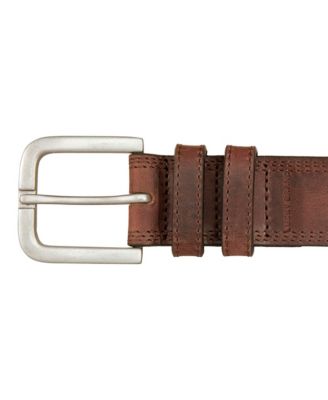 Men's Triple Needle Stitched Leather Belt