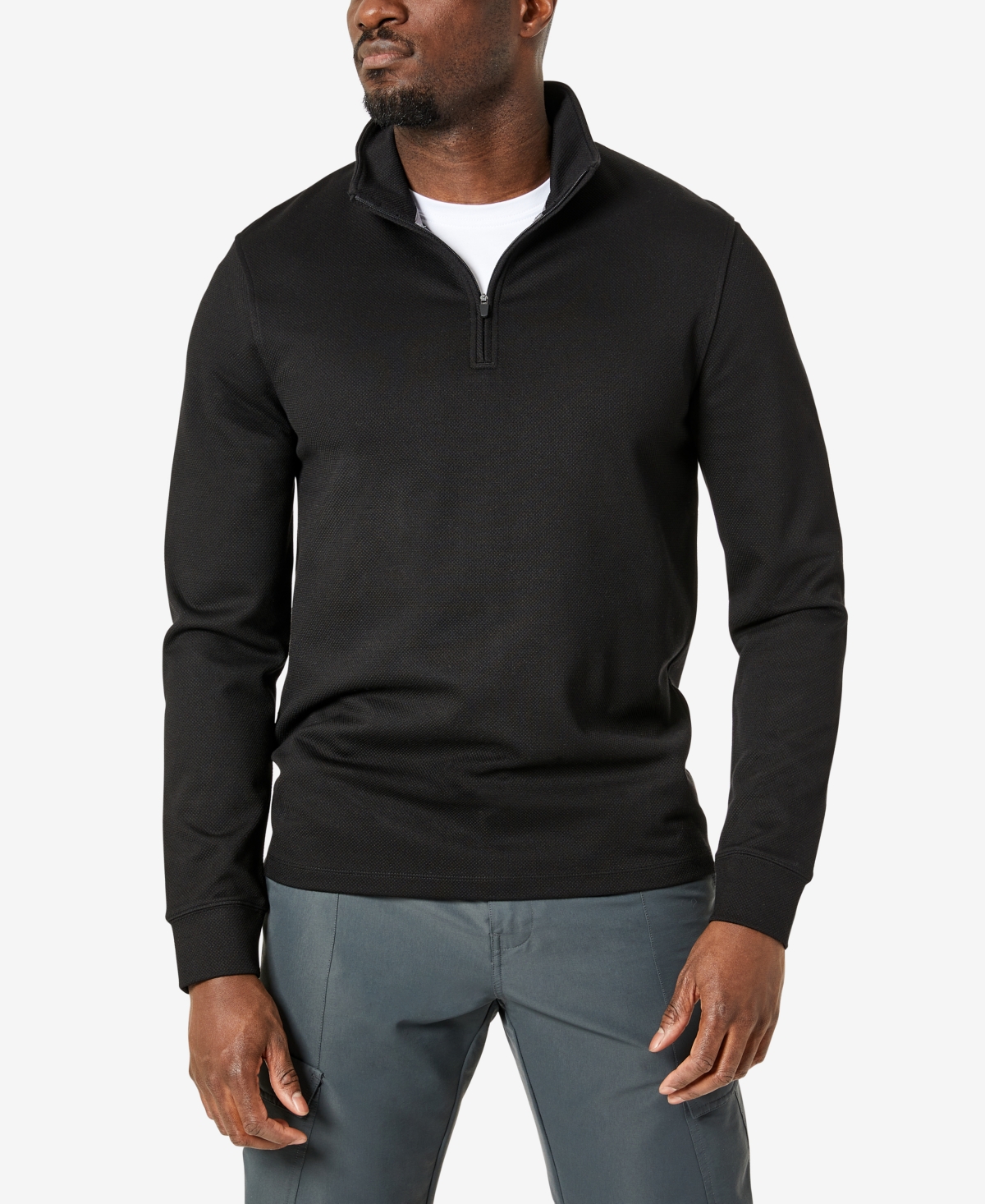 Kenneth Cole Men's Slim-fit Quarter-zip Knit Pullover In Black