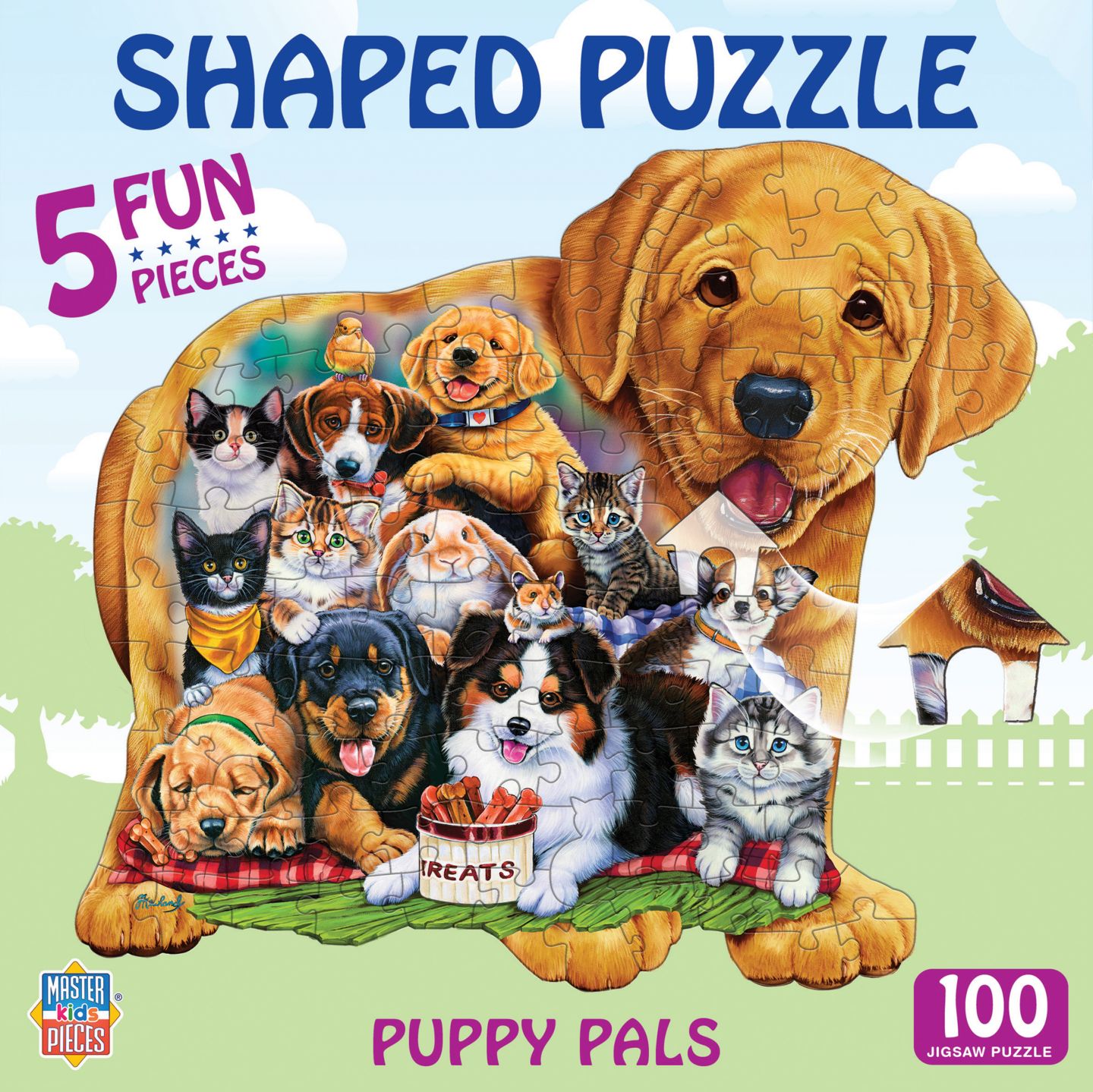 Фигурный пазл MasterPieces Puzzles Puppy Pals, 100 деталей, от 6 лет — фото 1