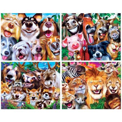MasterPieces Kids Puzzle Set - Selfies 4-Pack 100 Piece Jigsaw Puzzles