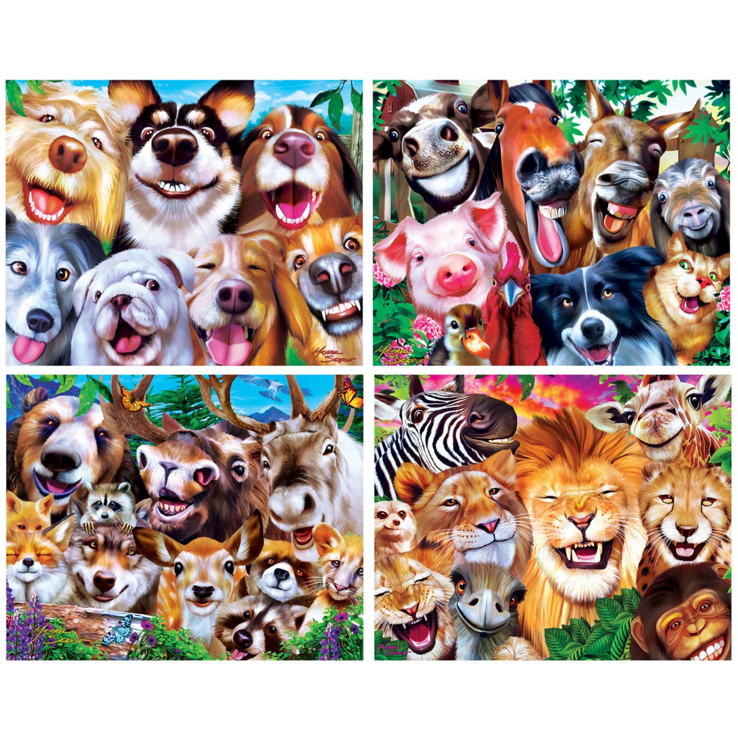 Детские пазлы MasterPieces Puzzles Selfies 4-Pack, 100-Piece Puzzles, от 6 лет, цвет: Разноцветный — фото 2