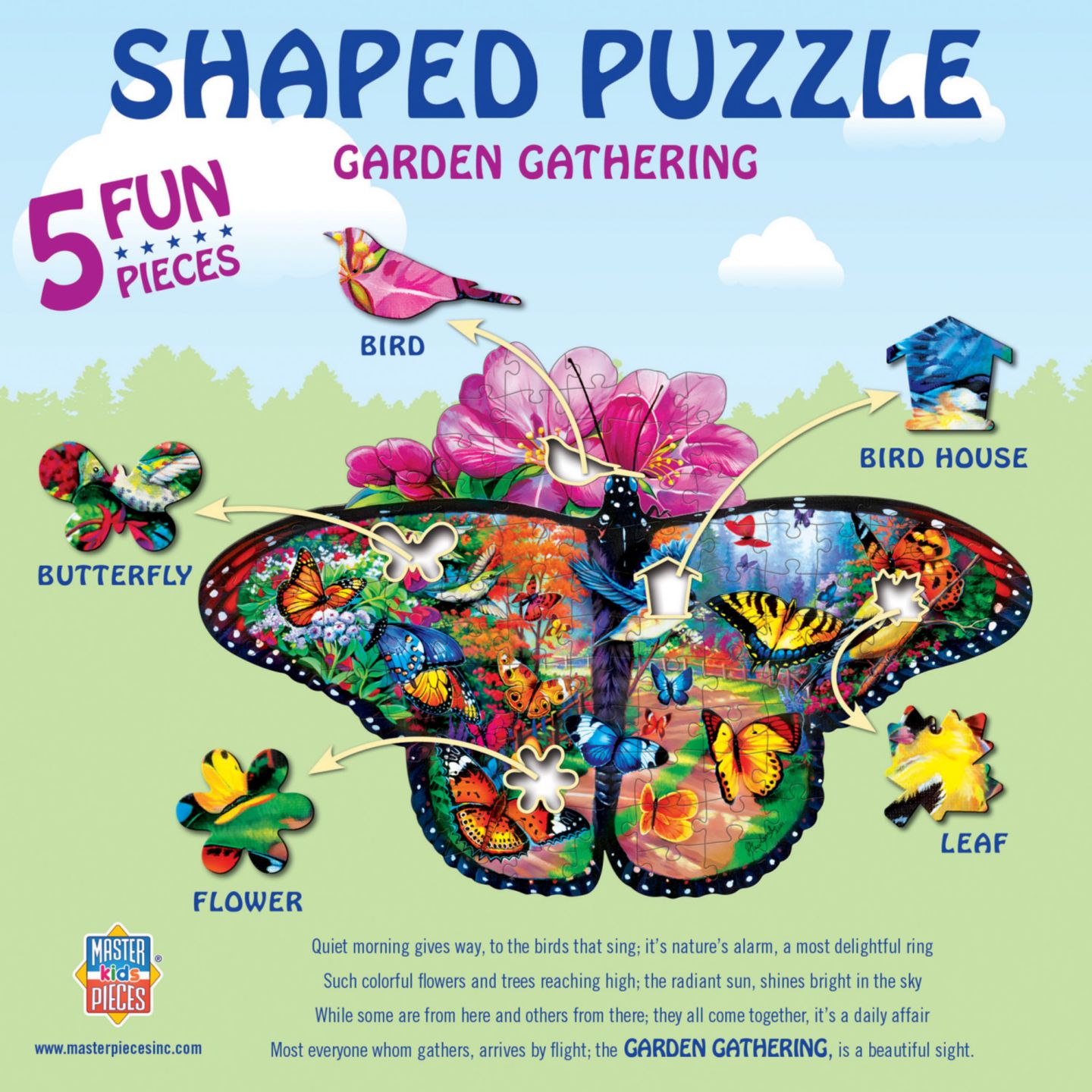 Детский пазл MasterPieces Puzzles MasterPieces Garden Gathering - 100 Piece Shaped Jigsaw Puzzle, цвет: Разноцветный — фото 3