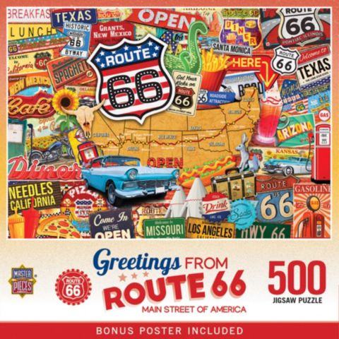 Детская игрушка MasterPieces Puzzles Greetings From Route 66 - 500 Piece Jigsaw Puzzle, цвет: Разноцветный