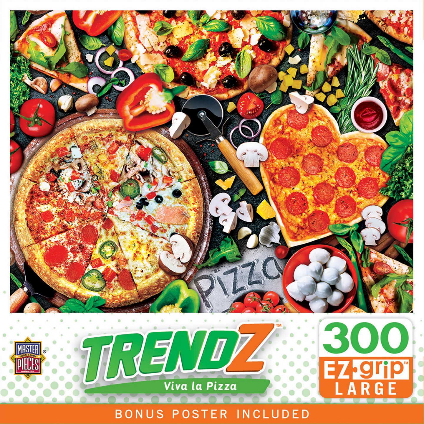 Детская игрушка MasterPieces Puzzles MasterPieces Trendz - Viva La Pizza 300 Piece EZ Grip Jigsaw Puzzle, цвет: Разноцветный — фото 1