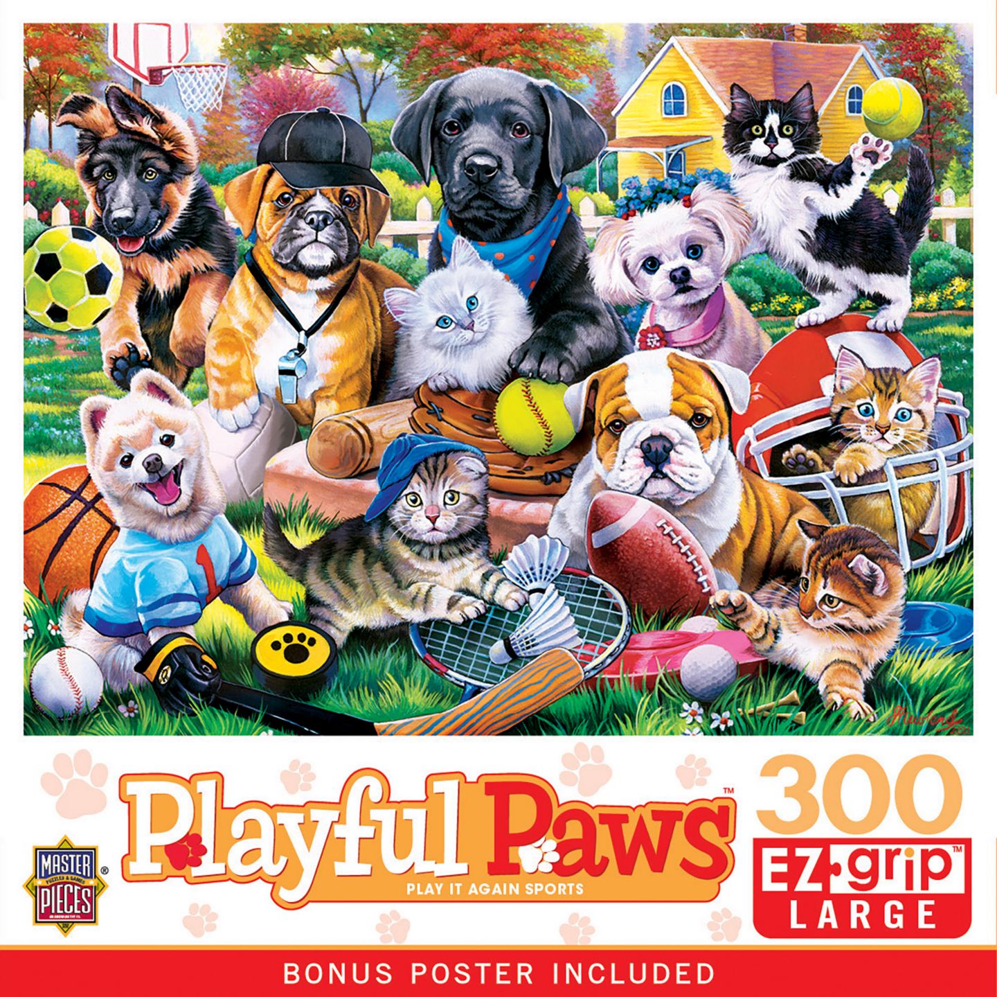 Пазл MasterPieces Puzzles Playful Paws, 300 деталей, от 14 лет, цвет: Разноцветный — фото 1