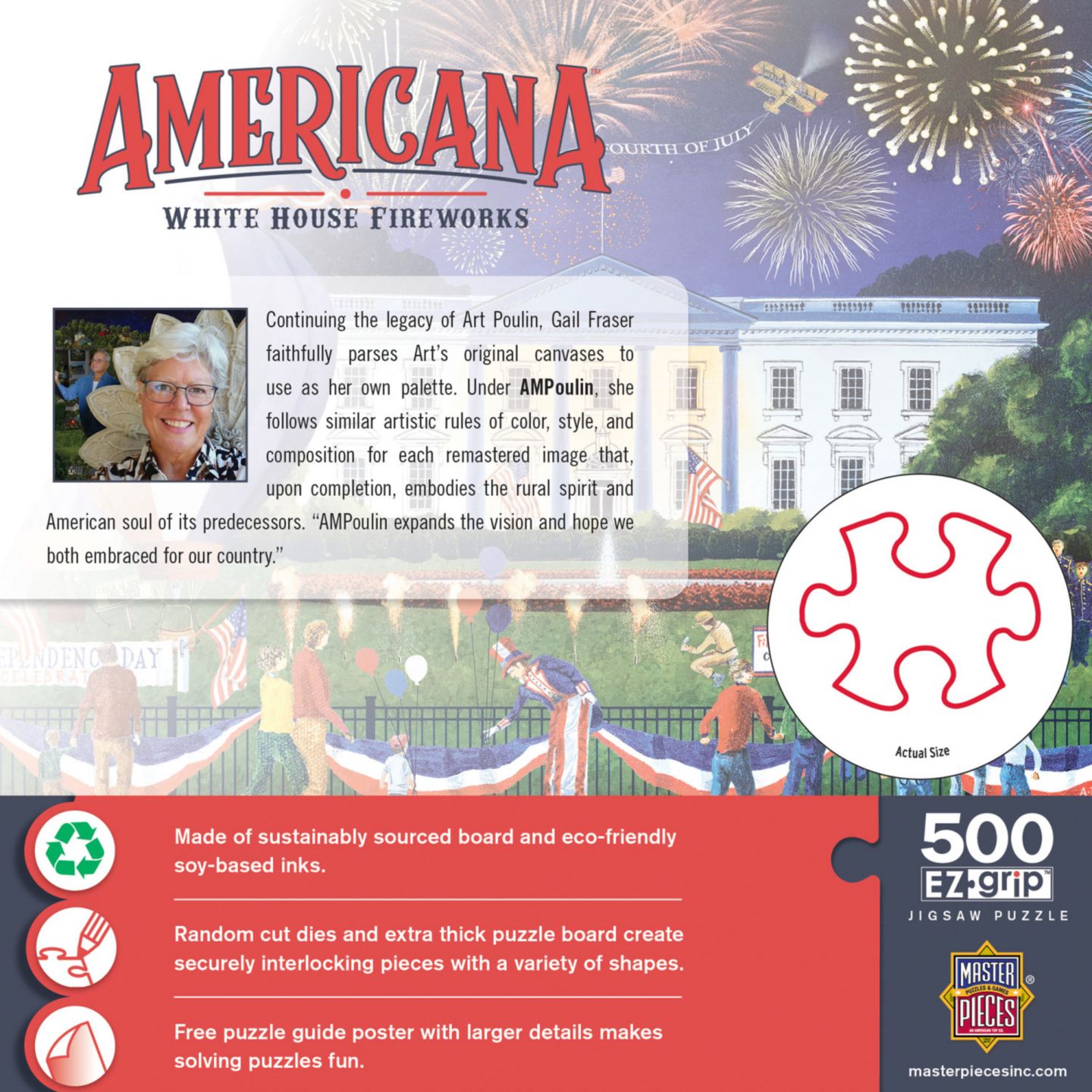Детская игрушка MasterPieces Puzzles Americana - White House Fireworks 500-Piece Puzzle, Ages 14+, цвет: Разноцветный — фото 3