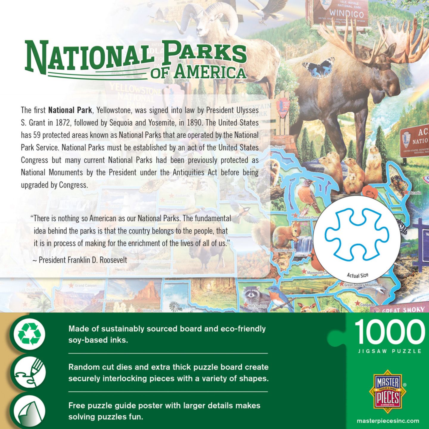 Детский пазл MasterPieces Puzzles MasterPieces National Parks of America 1000 Piece Jigsaw Puzzle, цвет: Разноцветный — фото 3