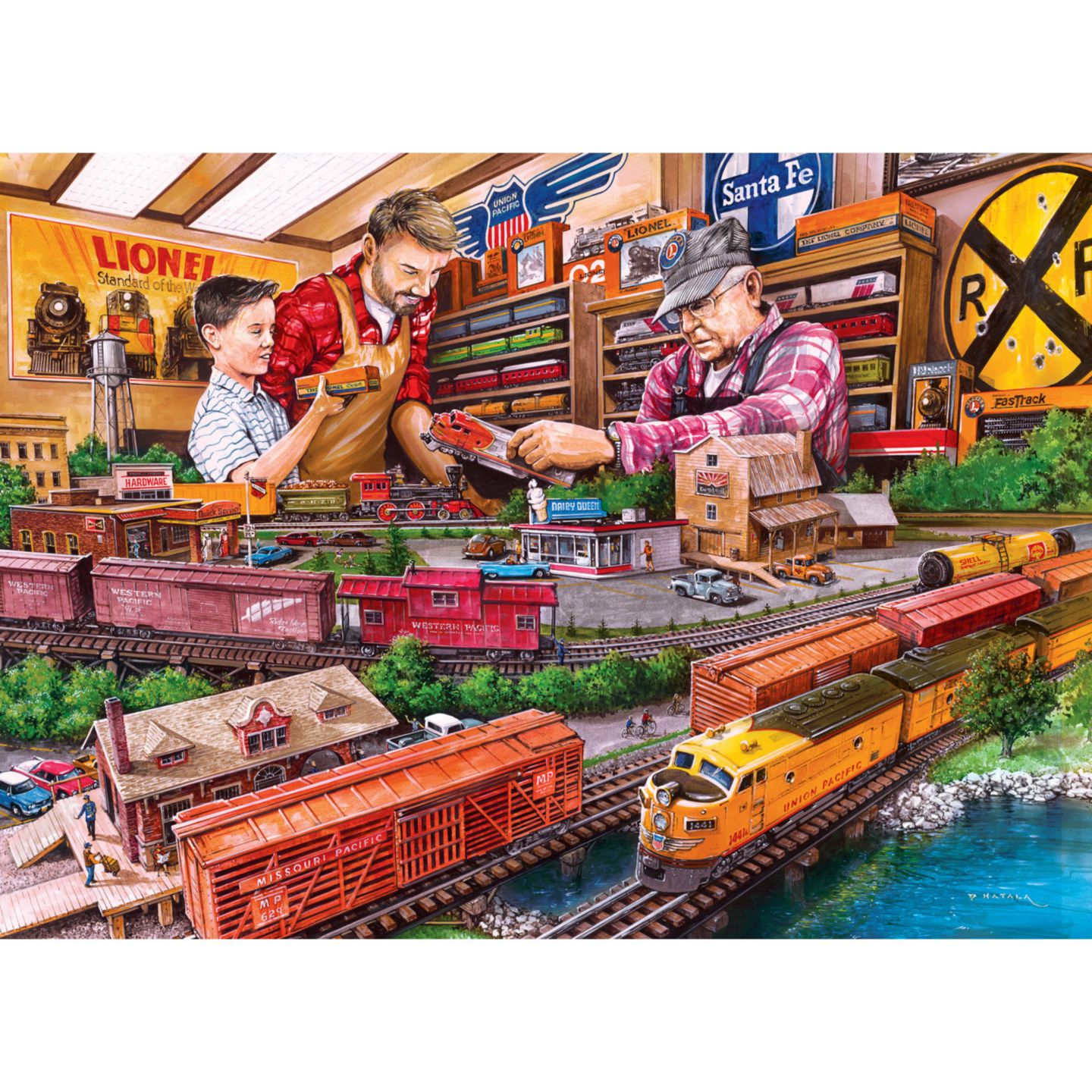Детский пазл MasterPieces Puzzles Lionel Trains Shopping Spree 1000 Piece Jigsaw Puzzle, от 14 лет, цвет: Разноцветный — фото 2