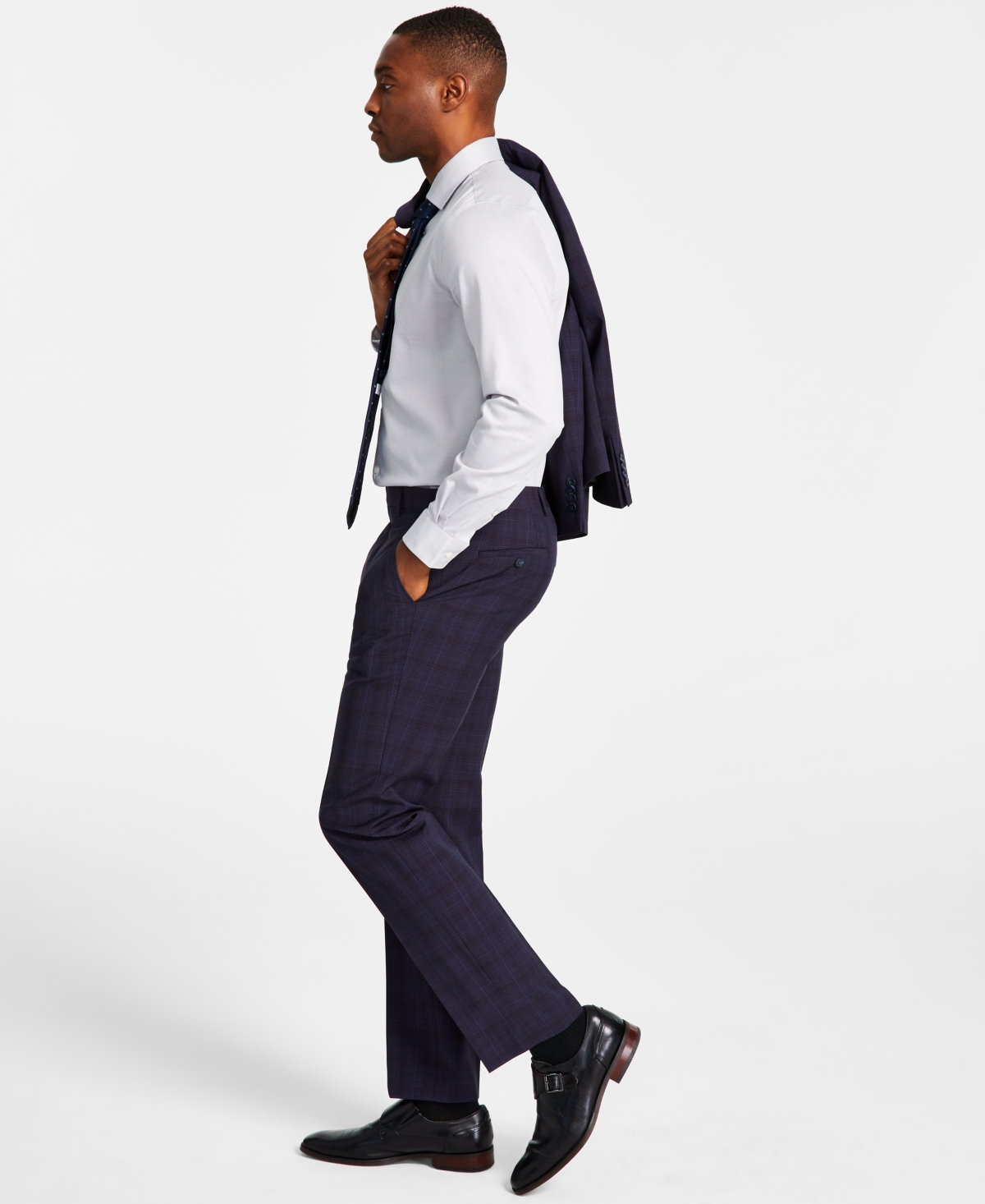 Michael Kors Men's Modern Fit Wool-blend Plaid Suit Pants In Plum Plaid