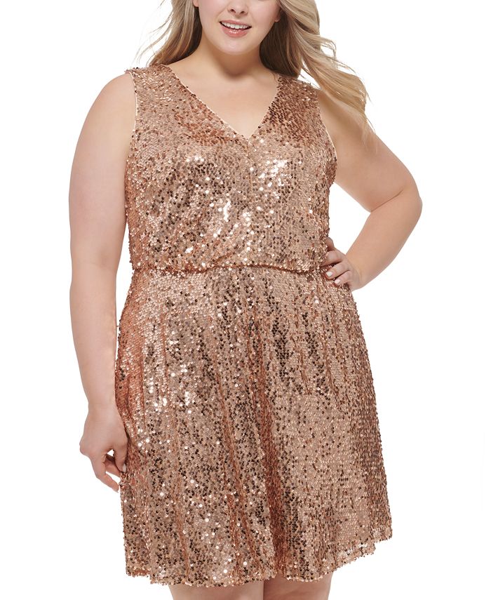 Vince Camuto Plus Size Sequined Sleeveless VNeck Dress Macy's