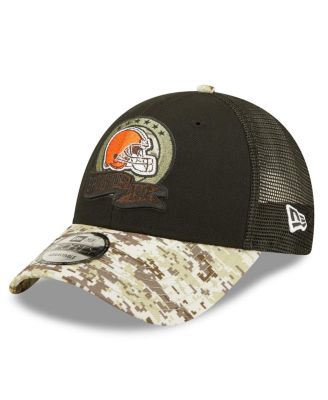 Men's Black, Camo Cleveland Browns 2022 Salute To Service 9FORTY Snapback Trucker Hat