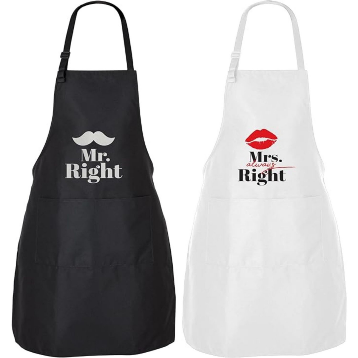 Zulay Kitchen Funny Aprons for Men, Women & Couples 2 Piece