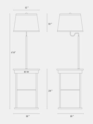 Madison 56" LED Table and Lamp Combo with USB Port and Outlet