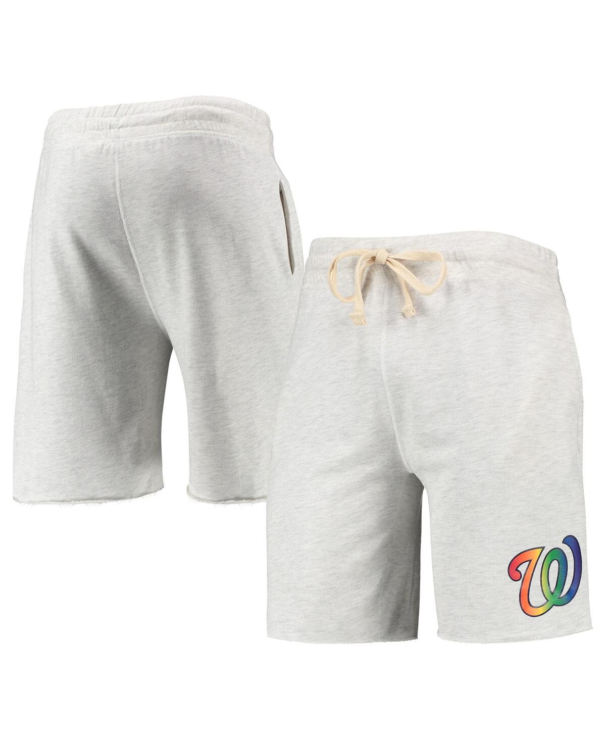 Concepts Sport Men's  Oatmeal Washington Nationals Mainstream Logo Terry Tri-blend Shorts