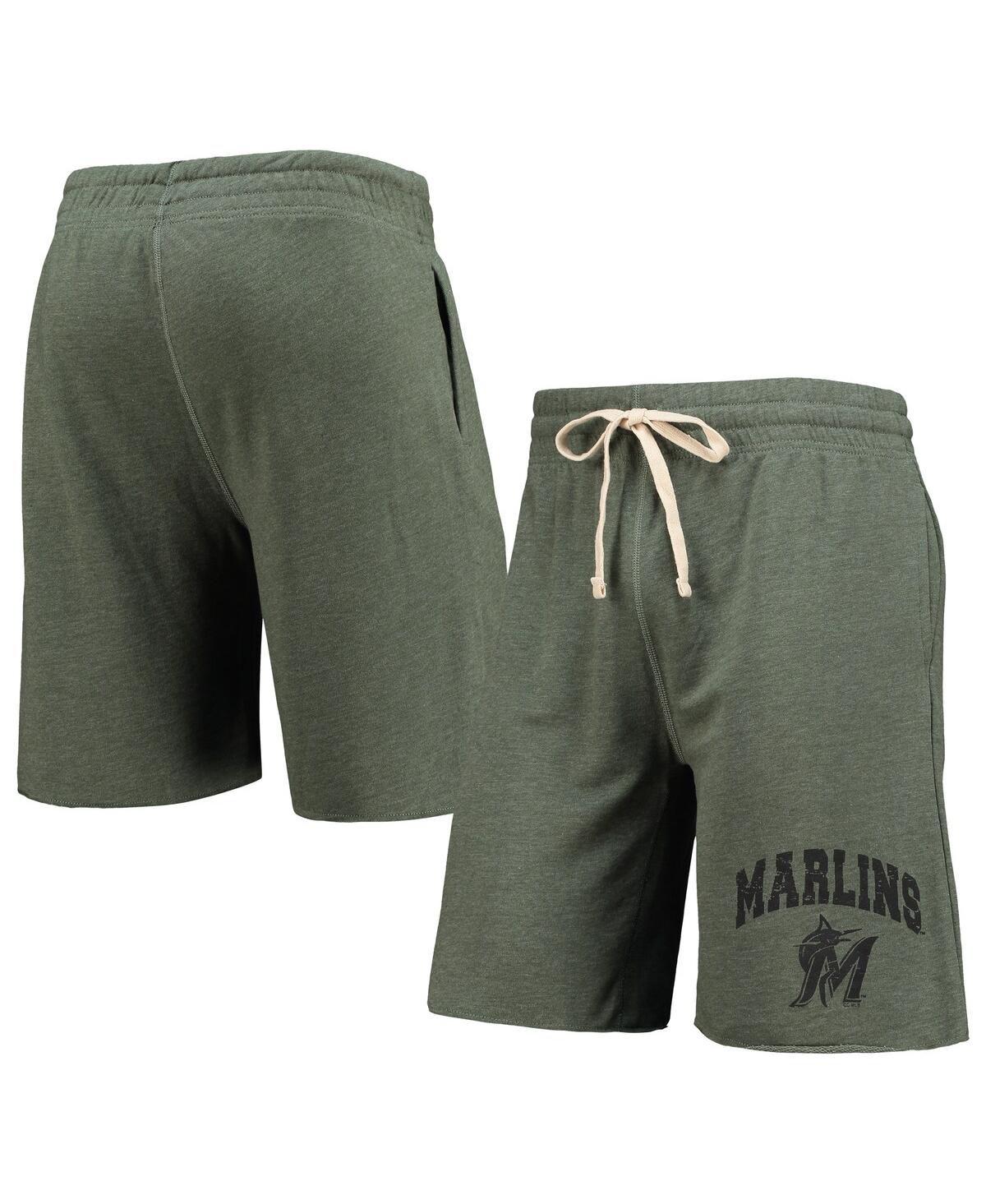 Concepts Sport Green Miami Marlins Mainstream Logo Terry Tri-blend Shorts In Green