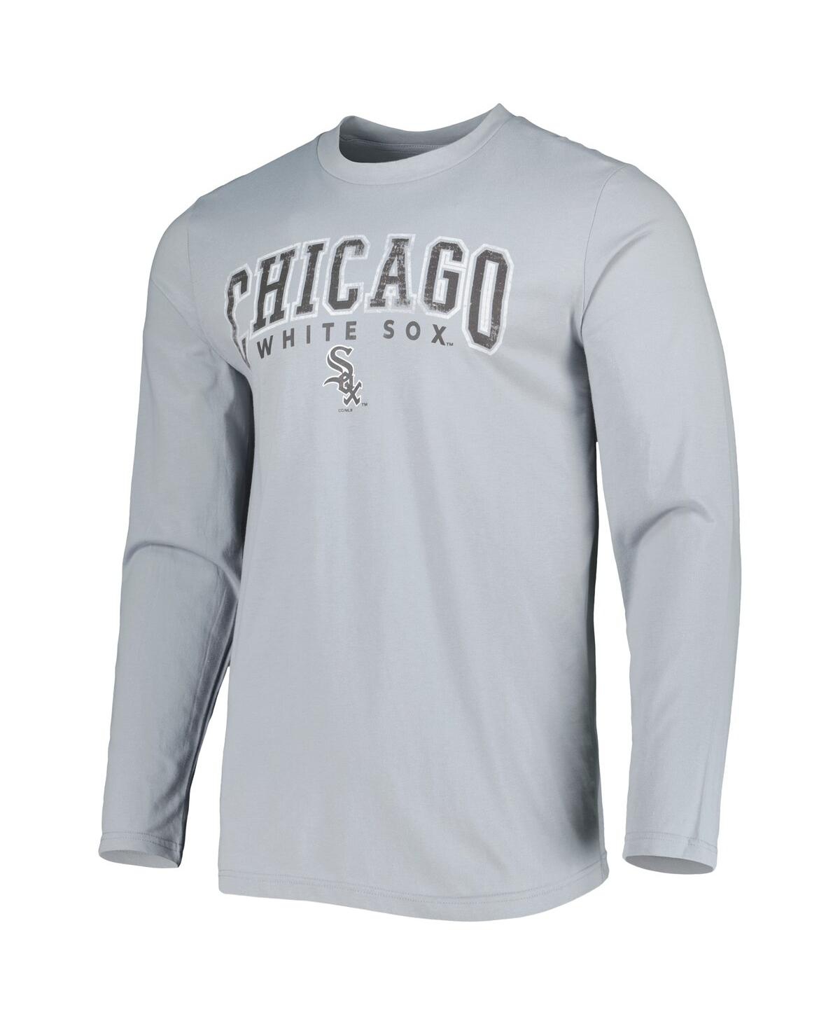 Shop Concepts Sport Men's  Black, Gray Chicago White Sox Breakthrough Long Sleeve Top And Pants Sleep Set In Black,gray