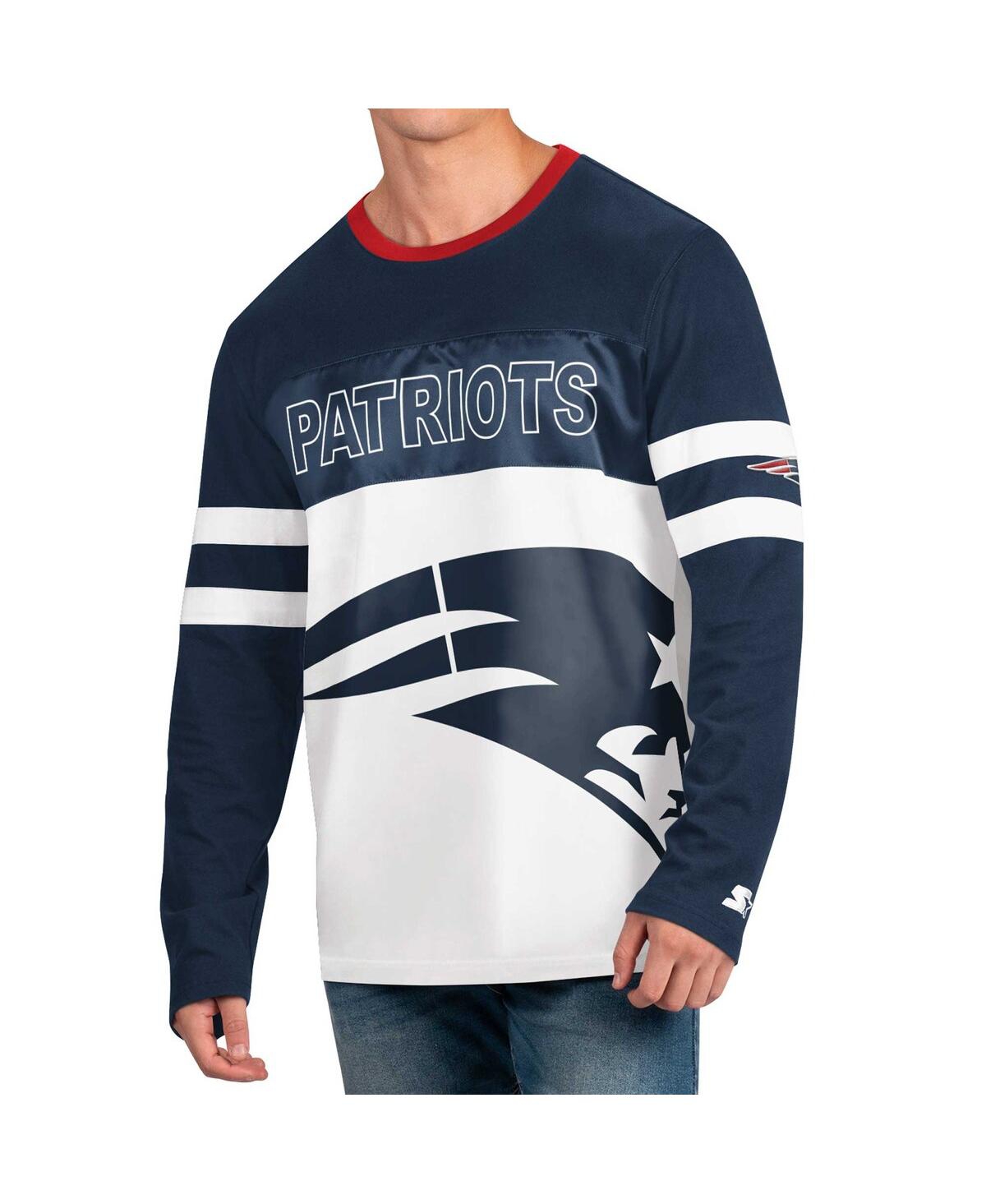 Shop Starter Men's  Navy, White New England Patriots Halftime Long Sleeve T-shirt In Navy,white