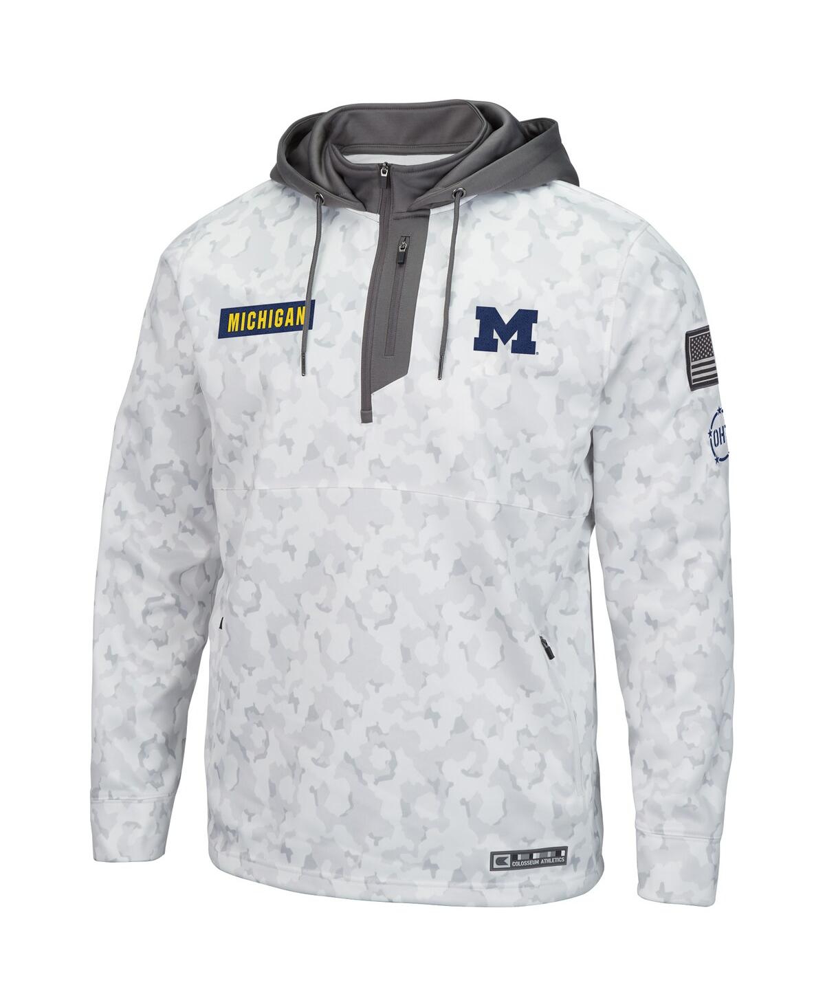 Colosseum Arctic Camo Michigan Wolverines Oht Military Appreciation Quarter-zip Hoodie In Arctic Camo