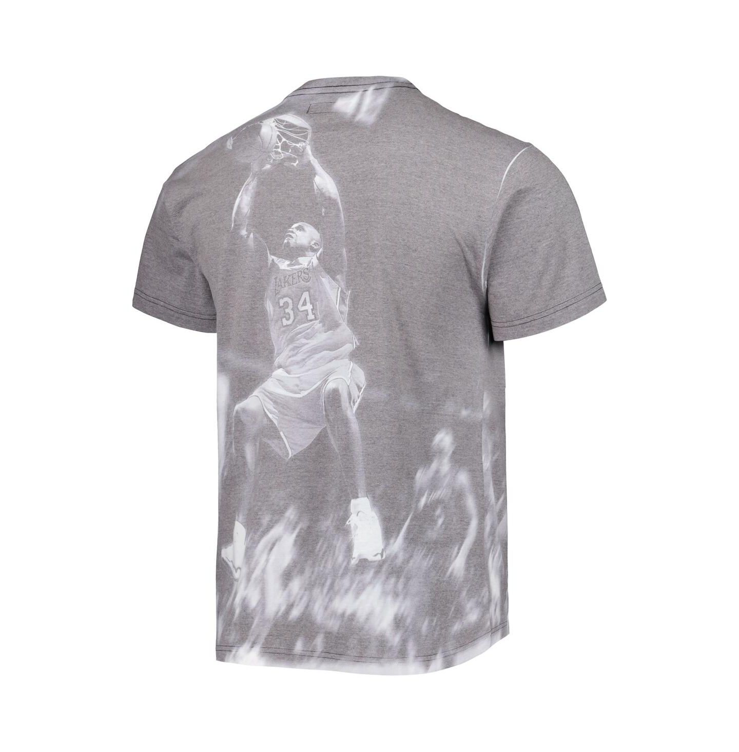 Мужская футболка Mitchell & Ness Shaquille O'Neal Gray Los Angeles Lakers Above The Rim Sublimated — фото 4