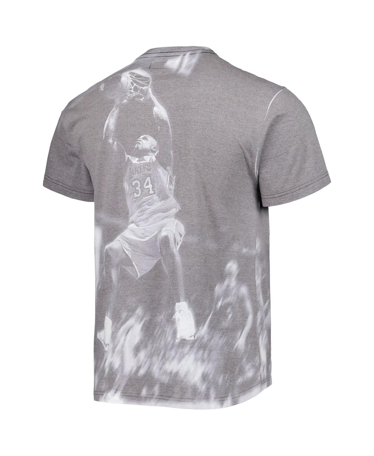 Shop Mitchell & Ness Men's  Shaquille O'neal Gray Los Angeles Lakers Above The Rim Sublimated T-shirt