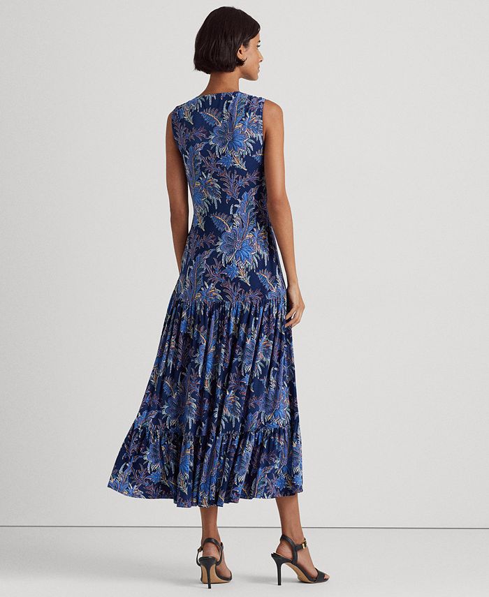Lauren Ralph Lauren Women's Floral Twist-Front Jersey Sleeveless Dress ...